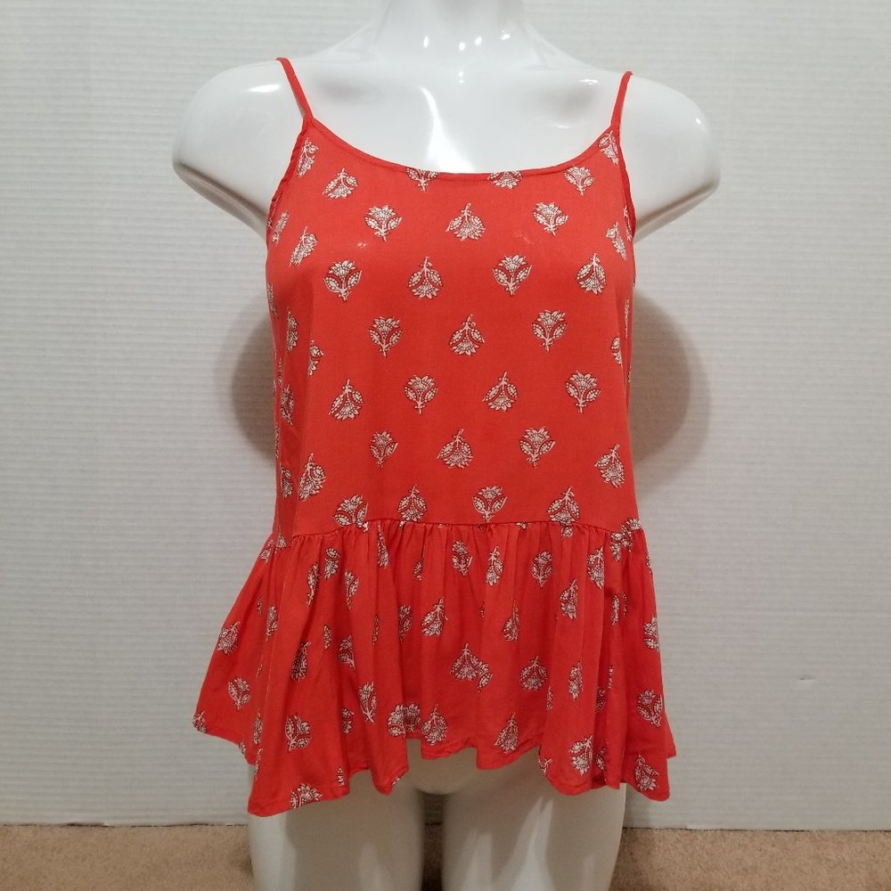 Old Navy top Small floral damask print peplum swing sleeveless tank summer